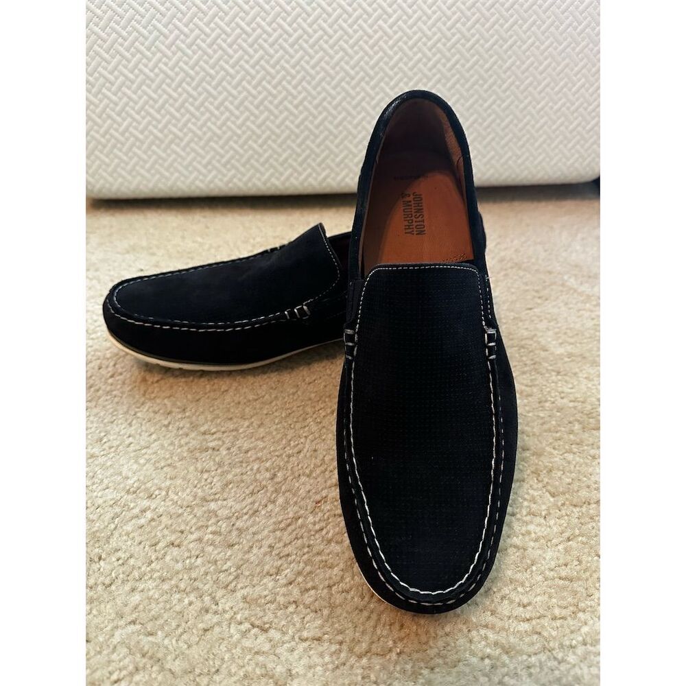 Johnston & Murphy Men's Black Suede Loafers Size 11.5 Casual Slip On